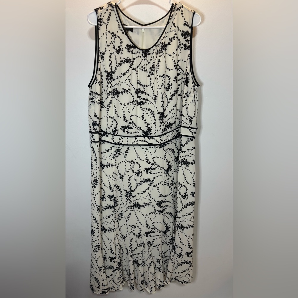 Talbots off white and Black Floral Dress